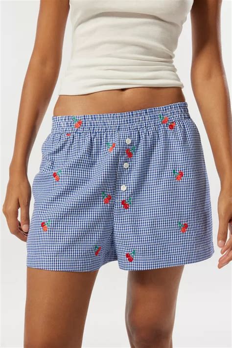 Urban Renewal Remnants Embroidered Boxer Short Urban Outfitters