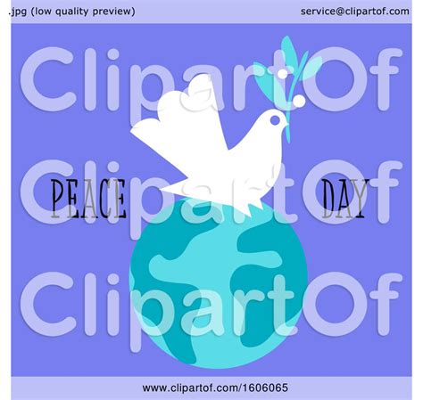 Clipart of a Dove with Peace Day Text on a Globe - Royalty Free Vector ...