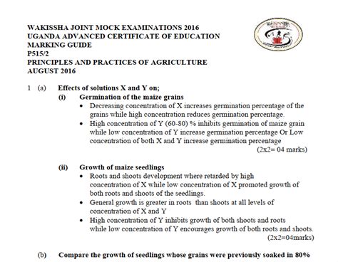 WAKISSHA 2016 UACE AGRICULTURE PAPER 2 MARKING GUIDE Sharebility Uganda