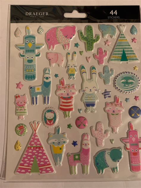 Indian Animals Lamas Cactus Stickers Board Dimensions 20 Cm X 155 Cm