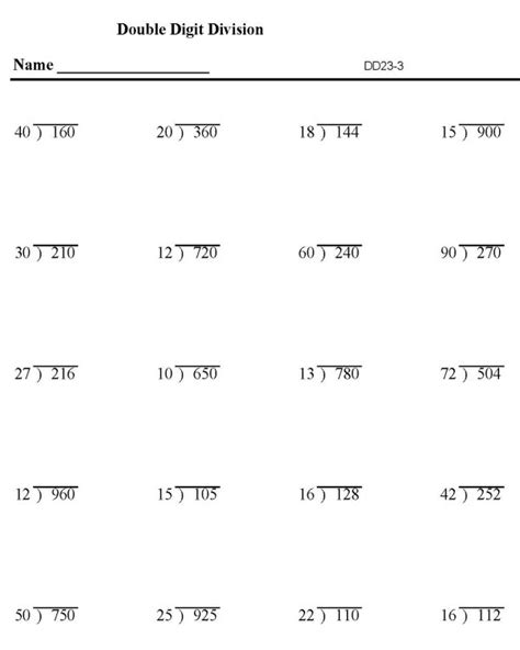 Double Digit Division Worksheets Divisonworksheets