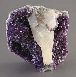 Quartz Var Amethyst With Calcite Mineral Display VWR