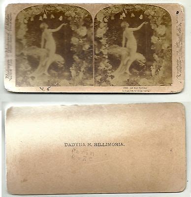UNDERWOOD UNDERWOOD Pub Old Stereoviews Semi NUDE LADY At The SPRING Flower Arch Antique