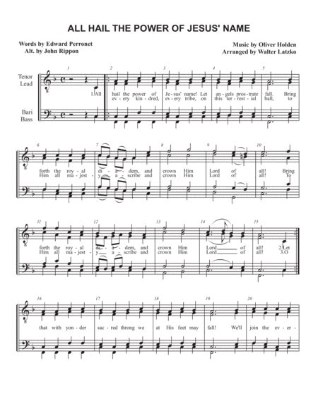 All Hail The Power Of Jesus Name Sheet Music Edward Peronnet TTBB