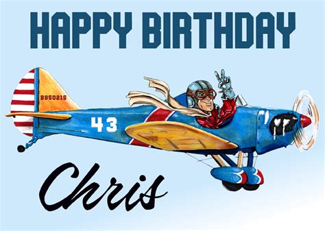 Personalized Pilot Birthday Card For Him Personalized Name Etsy