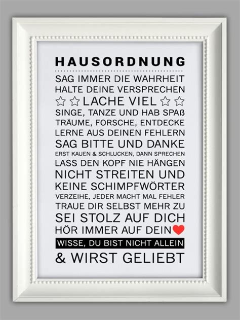 Hausordnung Kunstdruck Hausordnung Geschenke Zur Einweihung