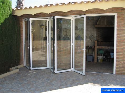 Puerta Plegable De Aluminio Lacado Blanco Acristalada Ventanas De