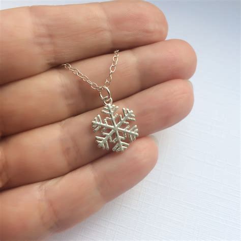 Snowflake Necklace In Sterling Silver Winter Wedding Etsy UK