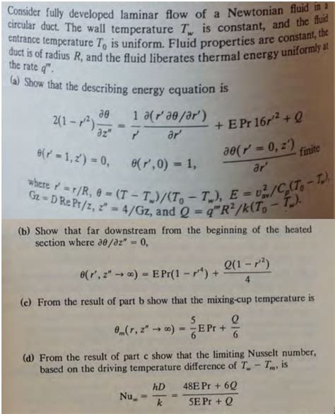 Consider Fully Developed Laminar Flow Of A Newtonian Chegg