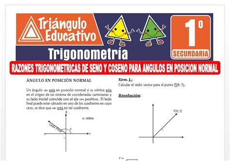 Razones Trigonom Tricas De Seno Y Coseno Para Ngulos En Posici N