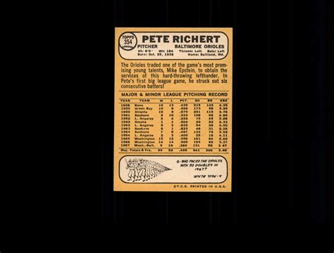 1968 Topps 354 Pete Richert EX D595001 EBay