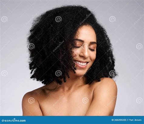 African Hair, Afro and Face of Model Happy with Spa Salon Hair Care ...