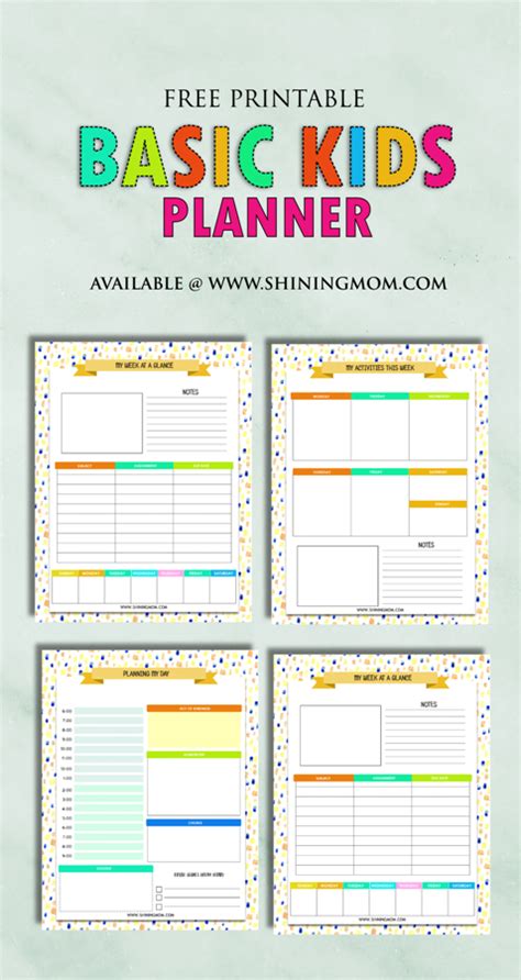 Free Printable Kids Planner Cute And Colorful