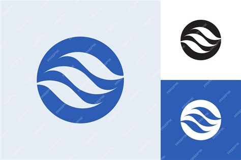 Premium Vector | Blue minimal wavy logo