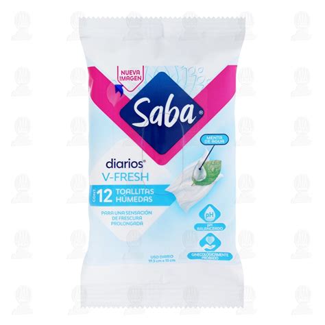 Toallitas Húmedas Saba Diarios V Fresh Menta de Agua 12 pzas