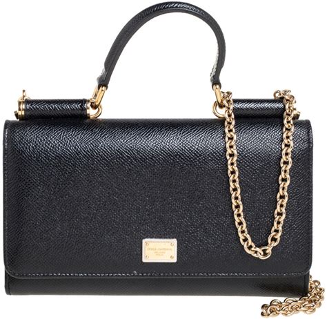 Dolce Gabbana Black Leather Miss Sicily Von Wallet On Chain Shopstyle