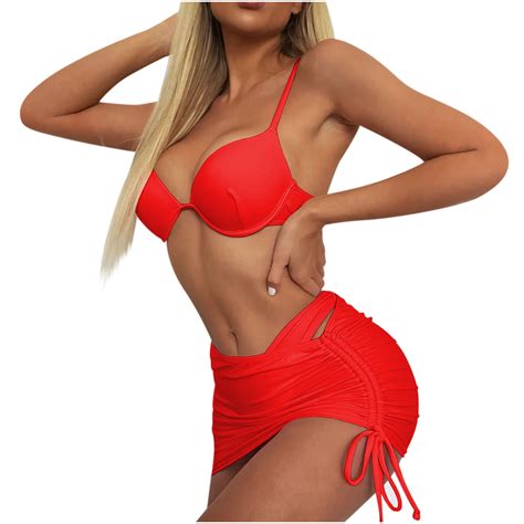 Scyoekwg Tankini Bathing Suits For Women Bikini Set Clearance Solid