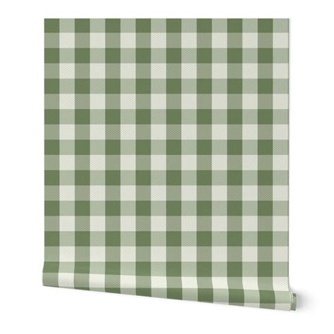 Garden Party Picnic Gingham Check Sage Wallpaper Spoonflower