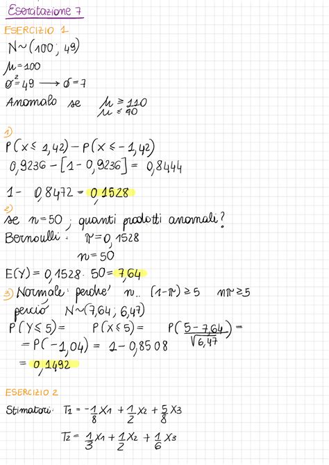 Esercitazione 7 Esercizi Vari Statistica Esercitazione SERCHIO 1