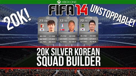 FIFA 14 Ultimate Team Squad Builder 20k Silver Korean Seoul Train