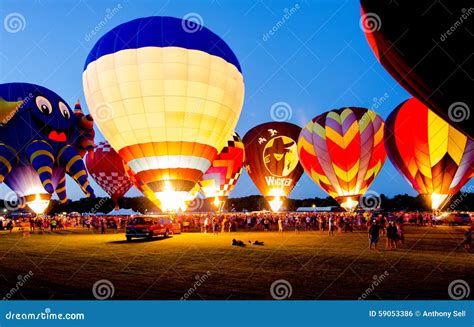 Evening Glow Hot Air Balloon Festival Editorial Photo - Image of huge, skies: 59053386