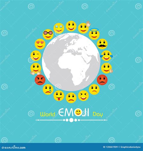 Design De Carte De Salutation De Jour D Emoji Du Monde Illustration De