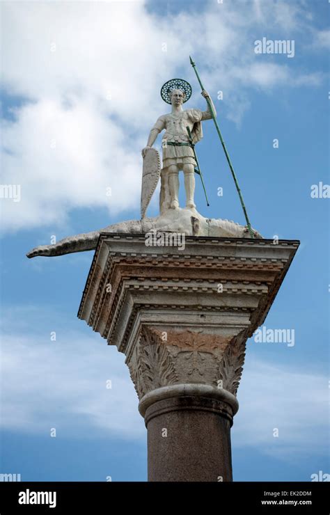 Statue of St. Theodore of Amasea, St. Mark's, Venice, Italy Stock Photo ...