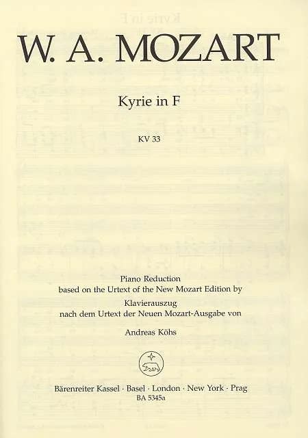 Kyrie F Dur Kv Von Wolfgang Amadeus Mozart Et Al Im Stretta Noten