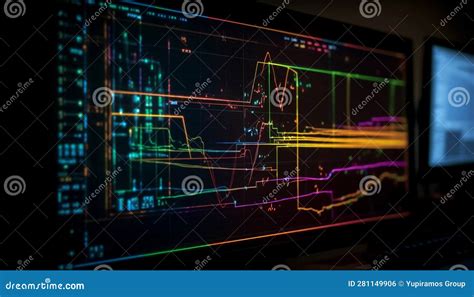 Glowing Blue Pulse Trace On Computer Monitor Analyzing Patient Heartbeat Generated By Ai Stock