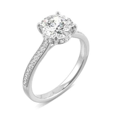 1 84 CTW DEW Round Forever One Moissanite Hidden Halo With Side Accents