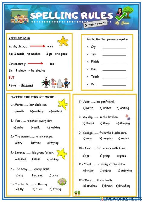 Simple Present - SPELLING RULES worksheet | Live Worksheets ...