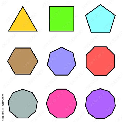 Different Types Of Regular Polygons D Geometric Shapes Triangle