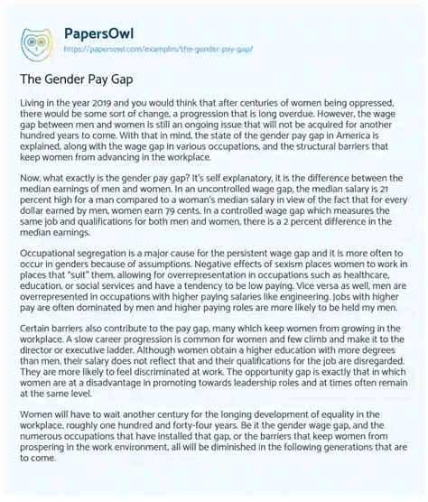 The Gender Pay Gap Free Essay Example 424 Words