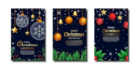 Premium Vector Realistic Merry Christmas And New Year Greeting Card