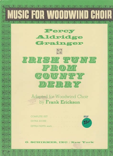 Irish Tune From County Derry Adapted For Woodwind Choir By Frank