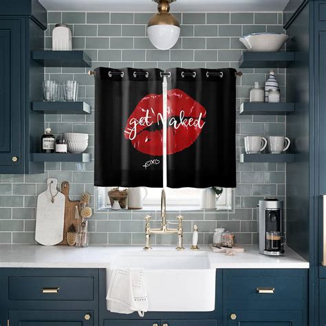 Amazon Nicecome Blackout Curtains For Bedroom Living Room Red Lip Get Naked Black