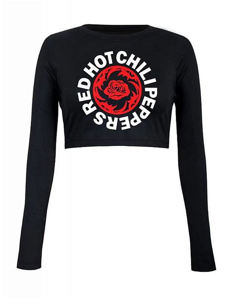 Red Hot Chili Peppers Cropped Manga Longa Banda De Rock Feth Camisetas E Croppeds