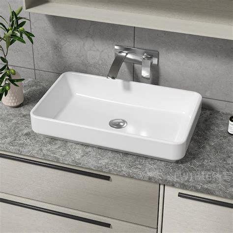 Glacier Bay 22 In Ceramic Rectangular Vessel Bathroom Sink In White