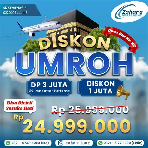 Biaya Umroh Rp Jutaan Resmi Zahara Tour