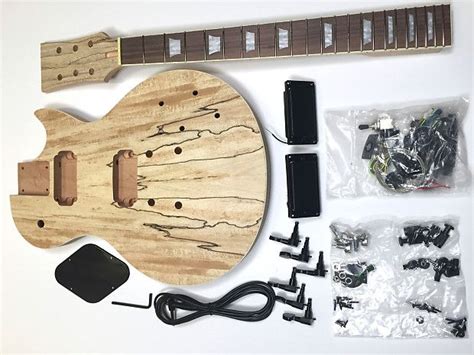 Diy Les Paul Spalted Maple Unfinished Electric Guitar Kit Reverb