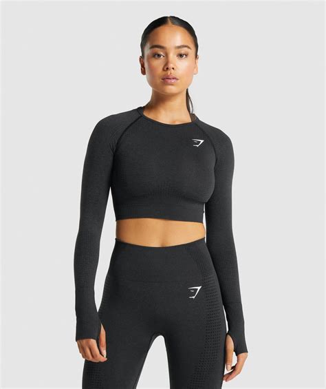 Gymshark Vital Seamless 2 0 Long Sleeve Crop Top Black Marl Artofit