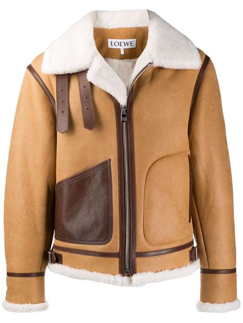 Loewe Jacke Mit Shearling Besatz In Dark Brown ModeSens Leather