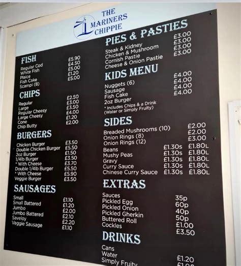 Mariners Chippy Watchet S Full Menu Online