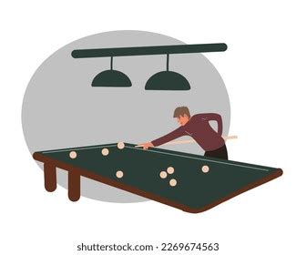 Man Playing Billiards Flat Vector Illustration Stock Vector Royalty