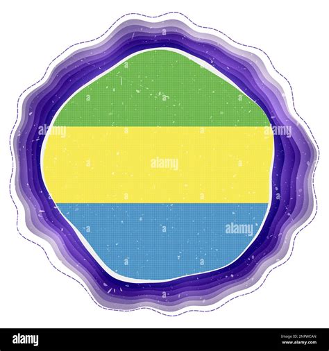 Gabon Flag In Frame Badge Of The Country Layered Circular Sign Around