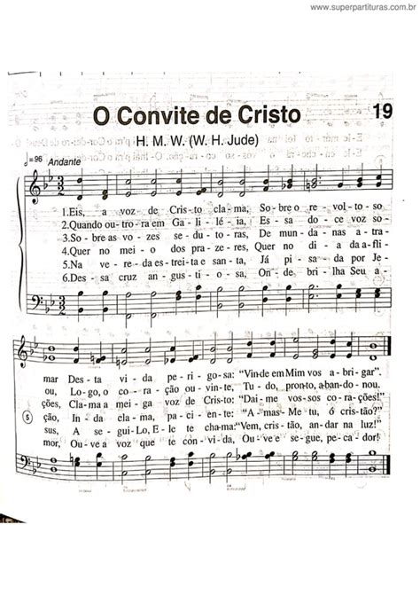 Super Partituras O Convite De Cristo V Harpa Crist