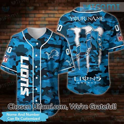 Custom Detroit Lions Baseball Jersey Camo Unique Detroit Lions Gifts ...