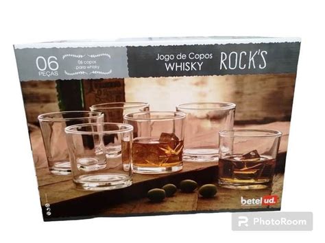 Jogo 6 Copos Whisky Rocks Betel MadeiraMadeira