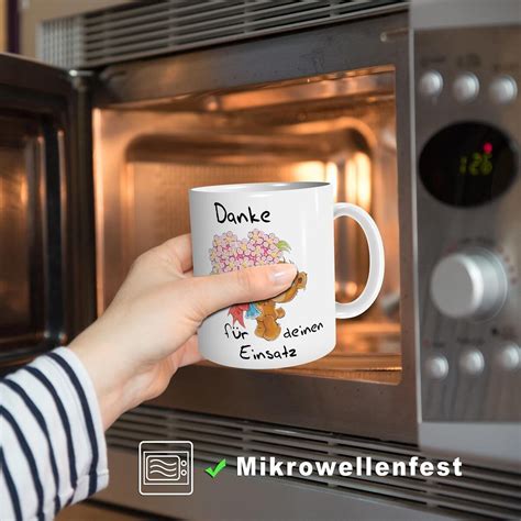 Kaffeetasse Danke lustig mit Spruch Bären Einsatz Dankeschön Geschenk