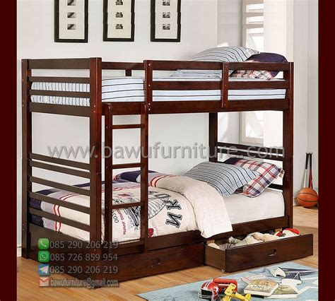 Tempat Tidur Tingkat Kayu Jati Model Minimalis Terbaru Bawu Furniture